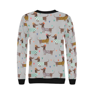 French Dachshunds in Love Women's Sweatshirt-Apparel-Apparel, French Bulldog, Sweatshirt-16