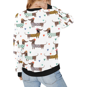 French Dachshunds in Love Women's Sweatshirt-Apparel-Apparel, French Bulldog, Sweatshirt-3