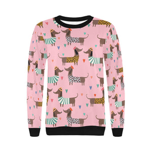 French Dachshunds in Love Women's Sweatshirt-Apparel-Apparel, French Bulldog, Sweatshirt-5