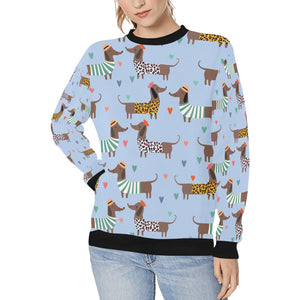 French Dachshunds in Love Women's Sweatshirt-Apparel-Apparel, French Bulldog, Sweatshirt-LightSteelBlue-XS-6