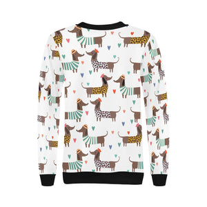 French Dachshunds in Love Women's Sweatshirt-Apparel-Apparel, French Bulldog, Sweatshirt-8