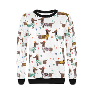 French Dachshunds in Love Women's Sweatshirt-Apparel-Apparel, French Bulldog, Sweatshirt-9