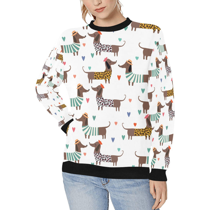 French Dachshunds in Love Women's Sweatshirt-Apparel-Apparel, French Bulldog, Sweatshirt-White-XS-1