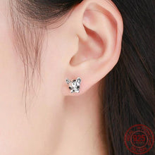 Load image into Gallery viewer, Image of a pair of frenchie earrings made of 925 sterling silver