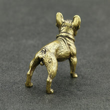 Load image into Gallery viewer, Back image of frenchie figurine made of brass with intricate Frenchie detailing