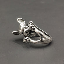 Load image into Gallery viewer, Image of a frenchie ring in the cutest hanging French Bulldog design