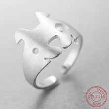 Load image into Gallery viewer, Image of a silver frenchie ring in a laser-cut shape of an abstract Frenchie