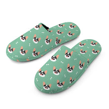 Load image into Gallery viewer, Frenchie Slippers for Women - Cheeky Pied Frenchie Smiles - Flannel-Accessories,Dog Mom Gifts,French Bulldog,Slippers-14