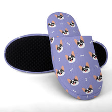 Load image into Gallery viewer, Frenchie Slippers for Women - Cheeky Pied Frenchie Smiles - Flannel-Accessories,Dog Mom Gifts,French Bulldog,Slippers-19