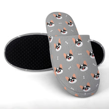 Load image into Gallery viewer, Frenchie Slippers for Women - Cheeky Pied Frenchie Smiles - Flannel-Accessories,Dog Mom Gifts,French Bulldog,Slippers-8