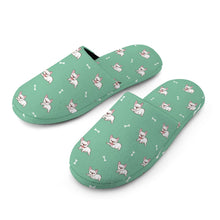 Load image into Gallery viewer, Frenchie Slippers for Women - Playful White Frenchie Charm - Flannel-Slippers-12