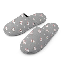 Load image into Gallery viewer, Frenchie Slippers for Women - Playful White Frenchie Charm - Flannel-Slippers-22