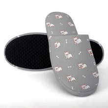 Load image into Gallery viewer, Frenchie Slippers for Women - Playful White Frenchie Charm - Flannel-Slippers-24
