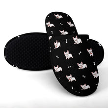 Load image into Gallery viewer, Frenchie Slippers for Women - Playful White Frenchie Charm - Flannel-Slippers-28