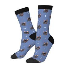 Load image into Gallery viewer, Frenchie Socks - Happy Happy Black Frenchie-Wear Accessories-Blue-3 Black-One Size-21