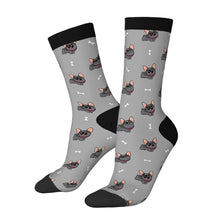 Load image into Gallery viewer, Frenchie Socks - Happy Happy Black Frenchie-Wear Accessories-Gray-3 Black-One Size-1