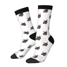 Load image into Gallery viewer, Frenchie Socks - Happy Happy Black Frenchie-Wear Accessories-White-3 Black-One Size-41