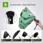 Image of frenchie umbrella showing automatic open and close feature