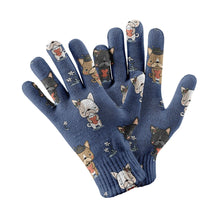 Load image into Gallery viewer, Frenchies with Hearts Touch Screen Gloves-Accessories-Accessories, Dog Dad Gifts, Dog Mom Gifts, French Bulldog, Gloves-Navy-3