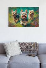 Load image into Gallery viewer, Frolic Fields Yorkie Trio Wall Art Poster-Art-Dog Art, Home Decor, Poster, Yorkshire Terrier-5