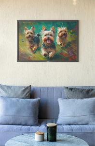 Frolic Fields Yorkie Trio Wall Art Poster-Art-Dog Art, Home Decor, Poster, Yorkshire Terrier-7