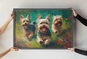 Frolic Fields Yorkie Trio Wall Art Poster-Art-Dog Art, Home Decor, Poster, Yorkshire Terrier-3