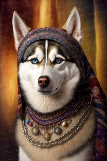 Frosty Folk Hero Siberian Husky Wall Art Poster 360x