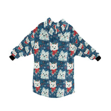 Load image into Gallery viewer, Frosty Whiskers Westie Christmas Blanket Hoodie-Blanket-Apparel, Blanket Hoodie, Blankets, Christmas, Dog Mom Gifts, West Highland Terrier-ONE SIZE-4