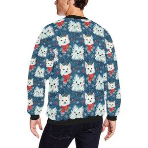 Frosty Whiskers Westie Christmas Fuzzy Sweatshirt for Men-Apparel-Apparel, Christmas, Dog Dad Gifts, Sweatshirt, West Highland Terrier-2