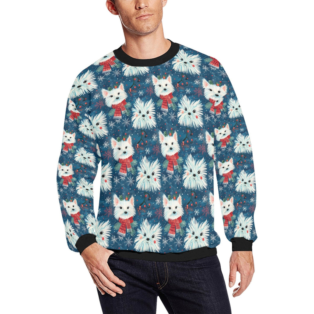 Frosty Whiskers Westie Christmas Fuzzy Sweatshirt for Men-Apparel-Apparel, Christmas, Dog Dad Gifts, Sweatshirt, West Highland Terrier-S-1