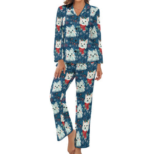 Frosty Whiskers Westie Christmas Pajamas Set for Women-Pajamas-Apparel, Christmas, Dog Mom Gifts, Pajamas, West Highland Terrier-4
