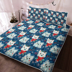 Frosty Whiskers Westie Christmas Quilted Blanket or Bedding Set-Bedding-Bedding, Blankets, Christmas, Home Decor, West Highland Terrier-2