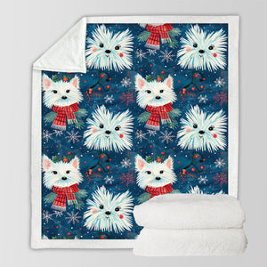 Frosty Whiskers Westie Christmas Soft Warm Fleece Blanket-Blanket-Blankets, Christmas, Dog Dad Gifts, Dog Mom Gifts, Home Decor, West Highland Terrier-10