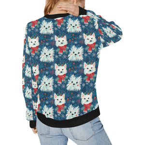 Frosty Whiskers Westie Christmas Sweatshirt for Women-Apparel-Apparel, Christmas, Dog Mom Gifts, Sweatshirt, West Highland Terrier-2