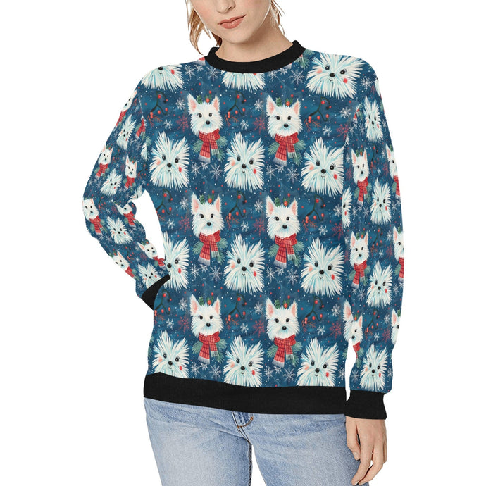 Frosty Whiskers Westie Christmas Sweatshirt for Women-Apparel-Apparel, Christmas, Dog Mom Gifts, Sweatshirt, West Highland Terrier-S-1