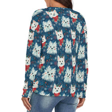 Load image into Gallery viewer, Frosty Whiskers Westie Women's V-Neck Christmas Sweater-Apparel-Apparel,Christmas,Dog Mom Gifts,Sweater,Sweatshirt,West Highland Terrier-2