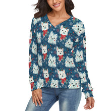 Load image into Gallery viewer, Frosty Whiskers Westie Women's V-Neck Christmas Sweater-Apparel-Apparel,Christmas,Dog Mom Gifts,Sweater,Sweatshirt,West Highland Terrier-4