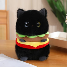 Load image into Gallery viewer, Funny Black Cat Plush Toy - Whimsical Burger Delight-23cm-2-1
