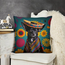Load image into Gallery viewer, Furred Fiesta Black Chihuahua Plush Pillow Case-Chihuahua, Dog Dad Gifts, Dog Mom Gifts, Home Decor, Pillows-6