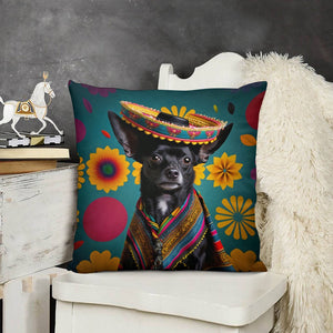 Furred Fiesta Black Chihuahua Plush Pillow Case-Chihuahua, Dog Dad Gifts, Dog Mom Gifts, Home Decor, Pillows-6