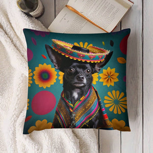 Furred Fiesta Black Chihuahua Plush Pillow Case-Chihuahua, Dog Dad Gifts, Dog Mom Gifts, Home Decor, Pillows-7