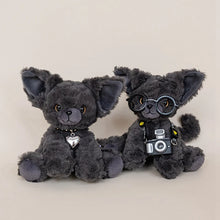 Load image into Gallery viewer, Furry Black Devon Rex Plush Toys - Small Size - Pick Your Accessory-7