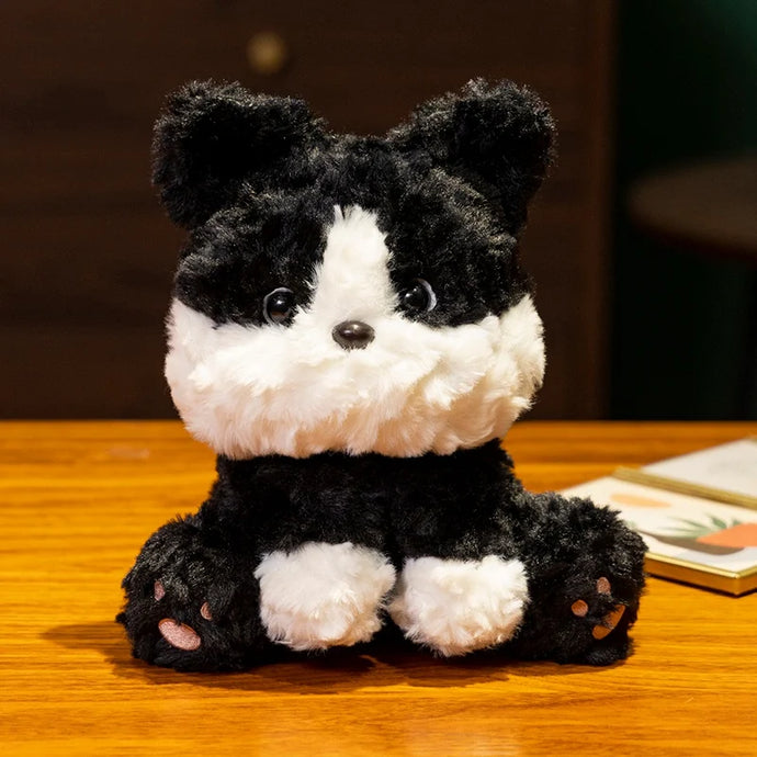 Furry Small Sitting Black White Husky Stuffed Animal Plush Toy-black-22cm-1