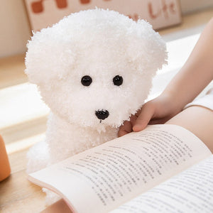 Fuzzy Bichon Frise Puppy Love Stuffed Animal Plush Toy-Stuffed Animals-Bichon Frise, Home Decor, Stuffed Animal-11