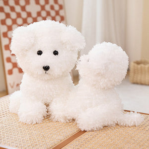 Fuzzy Bichon Frise Puppy Love Stuffed Animal Plush Toy-Stuffed Animals-Bichon Frise, Home Decor, Stuffed Animal-4