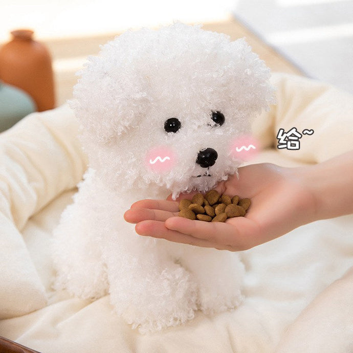 Fuzzy Bichon Frise Puppy Love Stuffed Animal Plush Toy-Stuffed Animals-Bichon Frise, Home Decor, Stuffed Animal-5