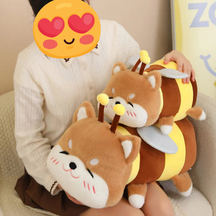 Fuzzy Honey Bee Shiba Inu Stuffed Animal Plush Toy-Stuffed Animals-Home Decor, Pillows, Shiba Inu, Stuffed Animal-1