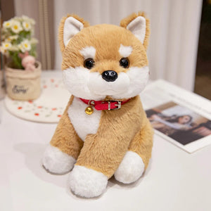 Fuzzy Red Collar Sitting Shiba Inu Stuffed Animal Plush Toys-Stuffed Animals-Shiba Inu, Stuffed Animal-7