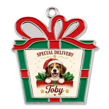 Load image into Gallery viewer, Beagle Christmas Ornament - Gift Box Design - Personalized with Name-Christmas Ornament-Beagle,Christmas,Personalize Artwork-3