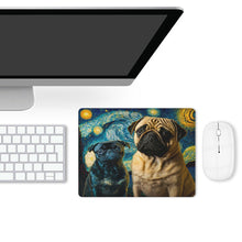 Load image into Gallery viewer, Galaxy Guardians Fawn and Black Pug Leather Mouse Pad-Accessories-Dog Dad Gifts, Dog Mom Gifts, Home Decor, Mouse Pad, Pug - Black-ONE SIZE-White-3